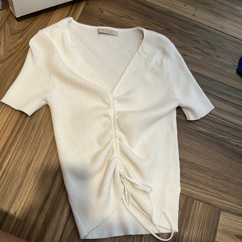 white tee with laces